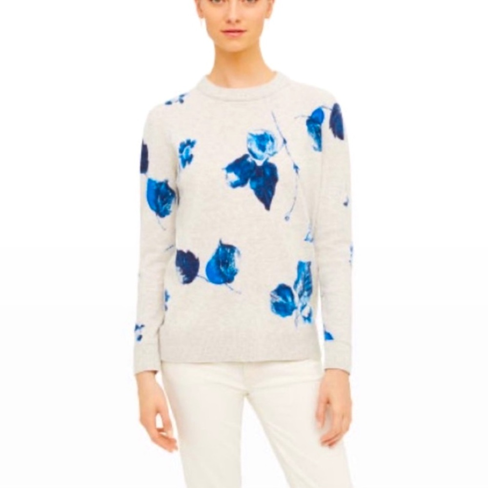 Gray and Blue Floral Sweater